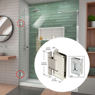 Lange levensduur 90 graden Frameless Brass Pivot Glass Screen Door Shower Hinges voor douche hutten