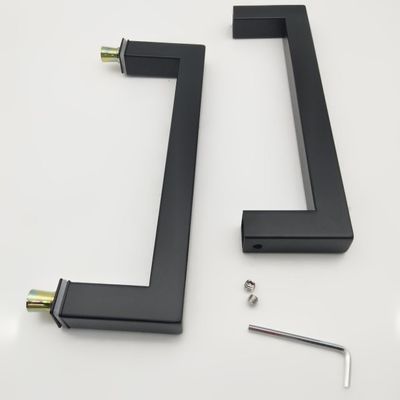 Hotel 8 inch Zwart Mat D type roestvrij staal 304 glazen deurgreep voor douche kamer