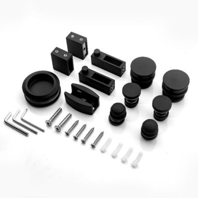 Glijdeur Track Barn Kit Douche Hardware Accessoires Glas Roestvrij staal Matt Zwart