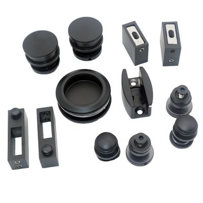 Ronde bak in de vorm van een zwarte schuifdeur voor een douche van 8-12 mm
