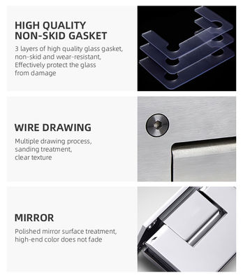 Matt Zwart Afwerking Verstelbaar Frameless Tempered Glass Door Gate Clamp Douche Ruimte Scharnieren