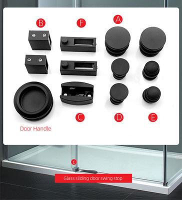 Schuifglas douche deur systeem met zilveren schuur deur hardware geavanceerd ontwerp