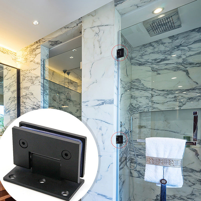 Moderne design Matt Zwart roestvrij staal 90 graden Wand gemonteerd douche Glas deur scharnier