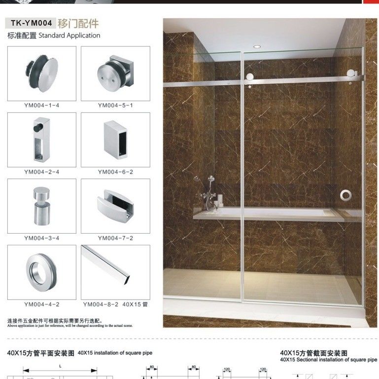 Hotel Badkamer Essentiële Moderne SS304 Spiegeldraaide douche deur voor renovatie