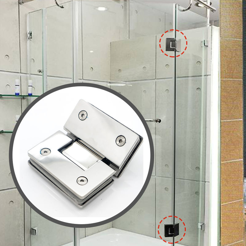 Geborstelde nikkelglasscharnier 135 graden openingshoek ideaal voor glazen douche behuizingen