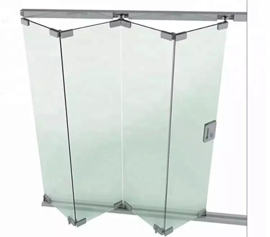 Zinklegeringsglas Hardware Schuifbare vouwbare raamloze glazen systemen Interieur tweevoudige deur