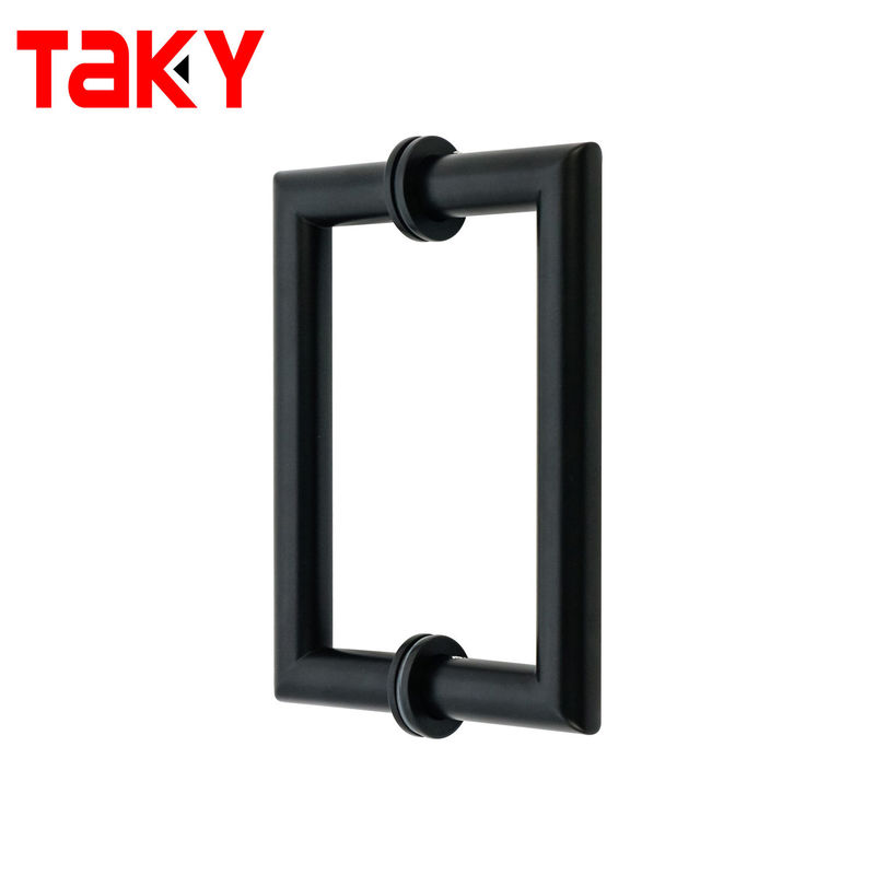 Matt Zwarte glazen deur trekhandgreep met vierkant ontwerp 200*200*19*1.0mm
