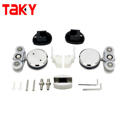 Goede prijs Silver Plated Mirror Finish Sliding Shower Door Top Track Fittings Glass Slding Door Hardware online