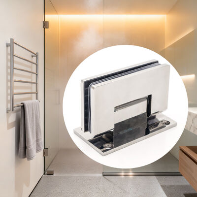 Roestvrijstalen 90 graden glashouder voor douchedeuren van 8-12 mm glas met gepolijste afwerking