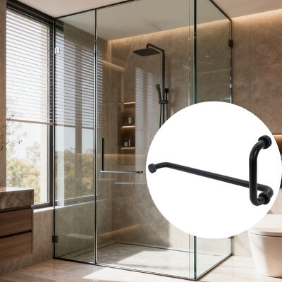 Goede prijs Glazen douchedeurgreep 12 inch roestvrij staal 304 zwarte ronde douchegreep online